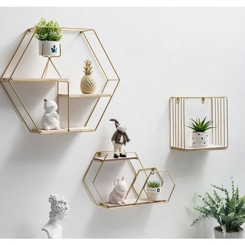 簡約北歐風鐵藝掛飾 免打孔墻上置物架，點亮您的臥室空間